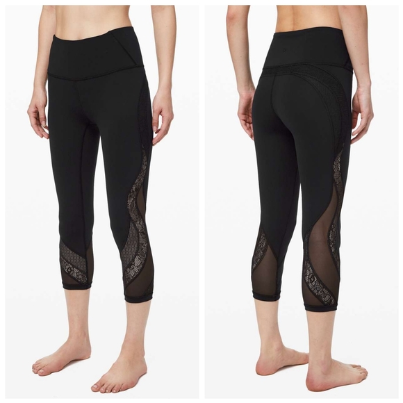 Lululemon Wunder Under Crop 21" *Lace Black - Picture 1 of 16